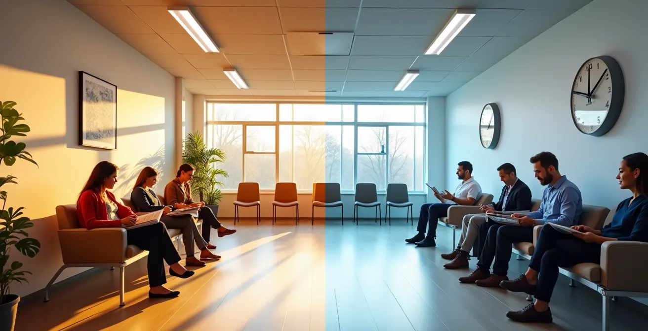 Comparaison visuelle entre les systèmes de santé privé et public au Québec