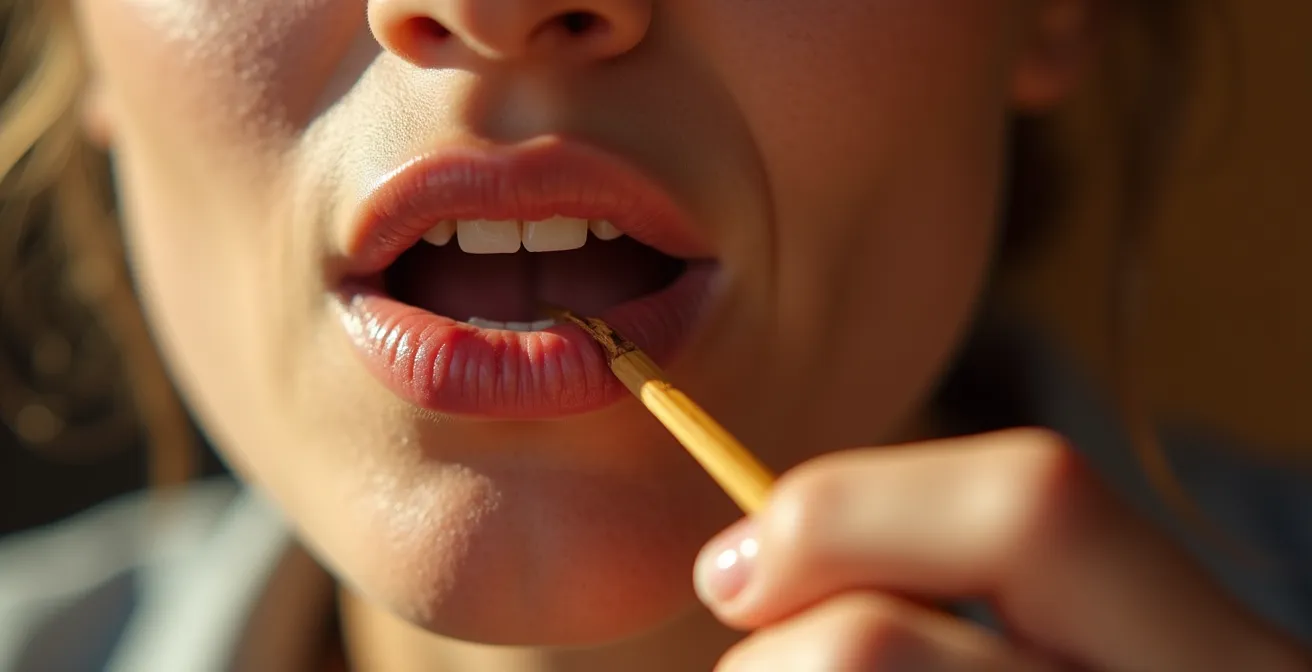 Gros plan sur une personne prenant le temps de bien mastiquer ses aliments lors d'un repas