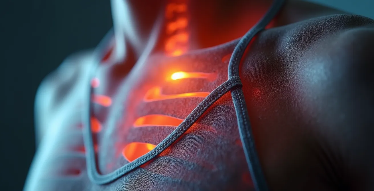 Vue latérale d'une cage thoracique s'expandant lors de la respiration Pilates